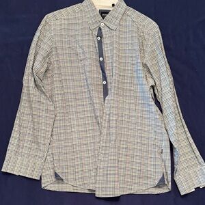 Hugo Boss Blue and White Checkered Casual Shirt